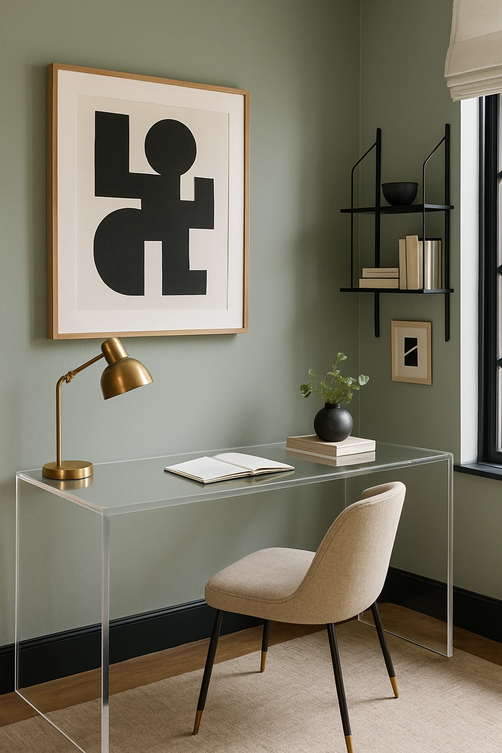 Small Modern Home Office with Acrylic Desk (2)