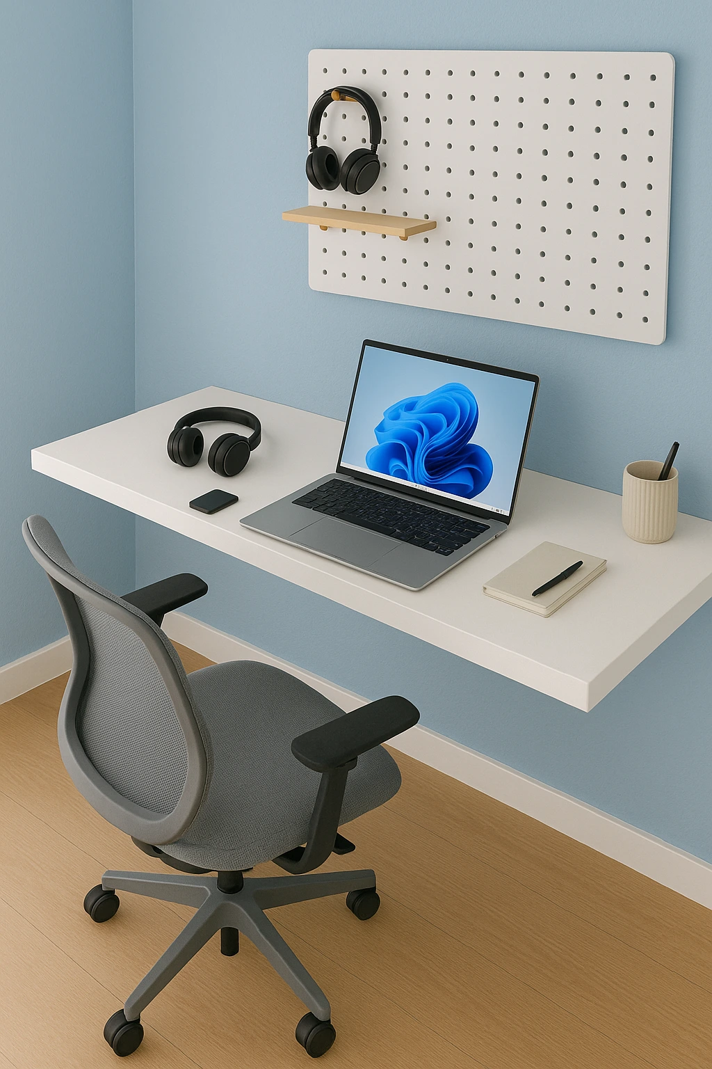 small home office ideas using pegboard as space savvy organizer